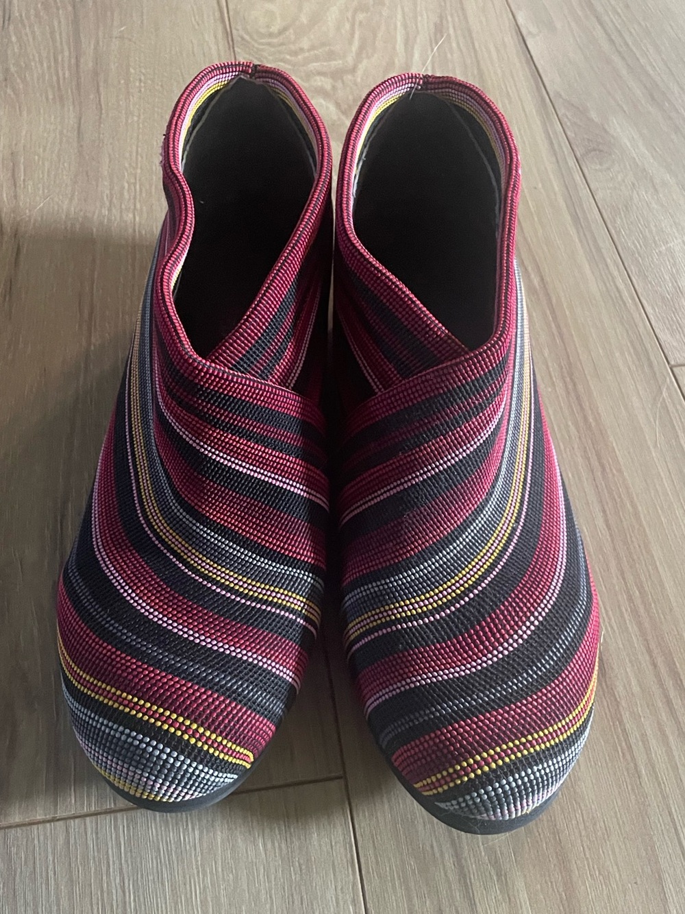 United Nude red multicolor stripe slip on bootie